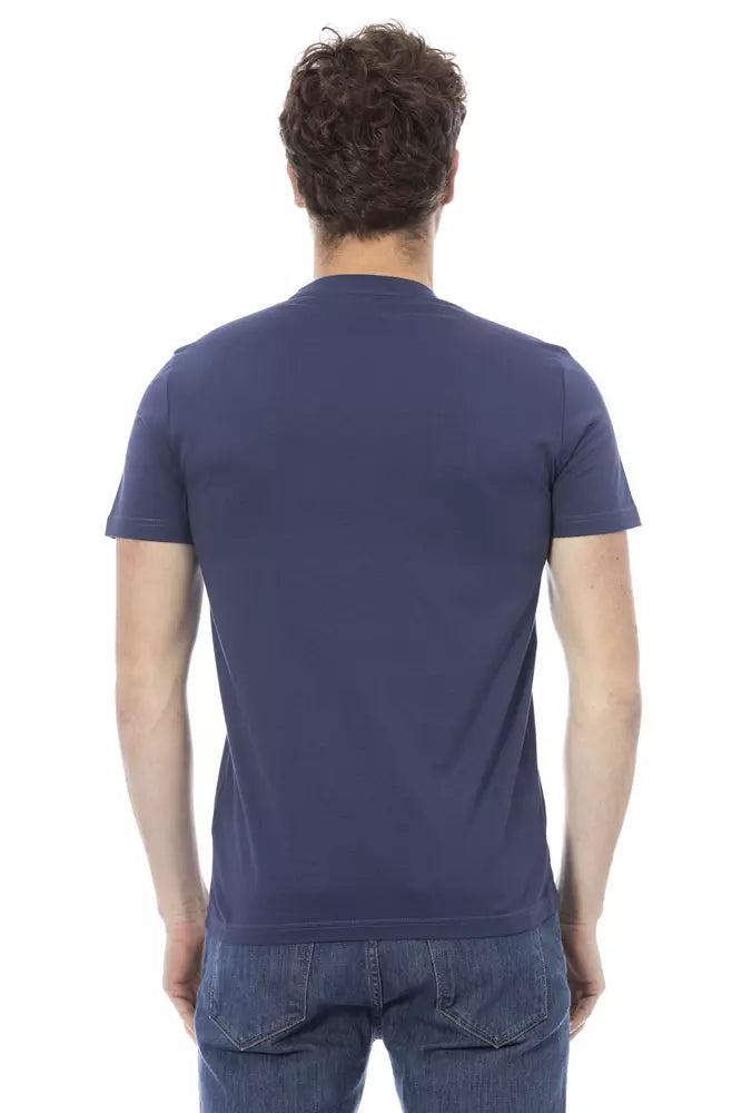 Baldinini Trend Chic T-shirt en coton bleu avec imprimé sur le devant