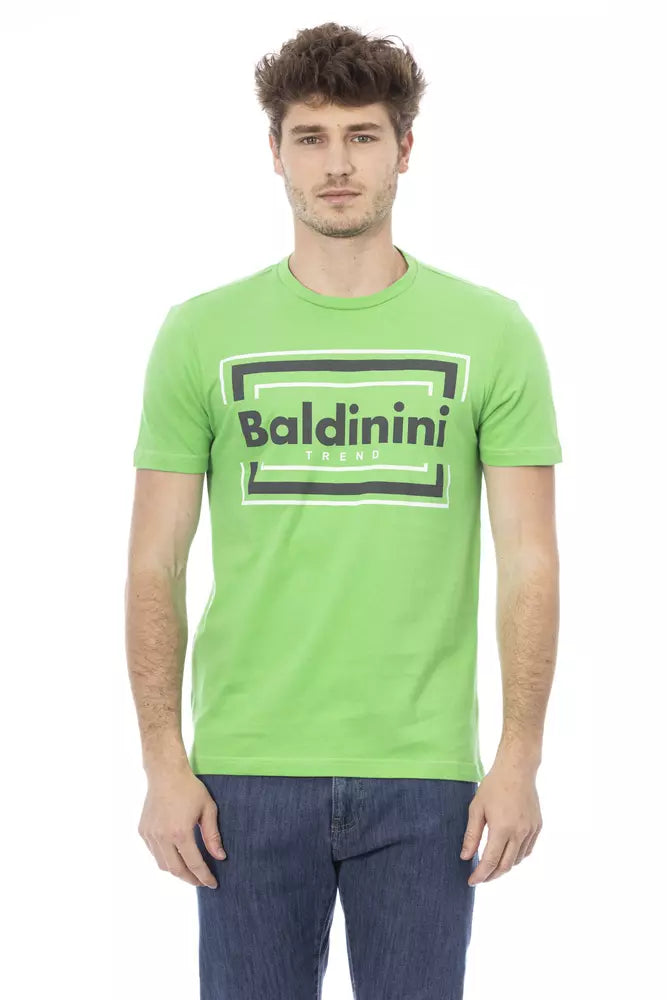 Baldinini Trend T-shirt en coton vert avec imprimé chic sur le devant