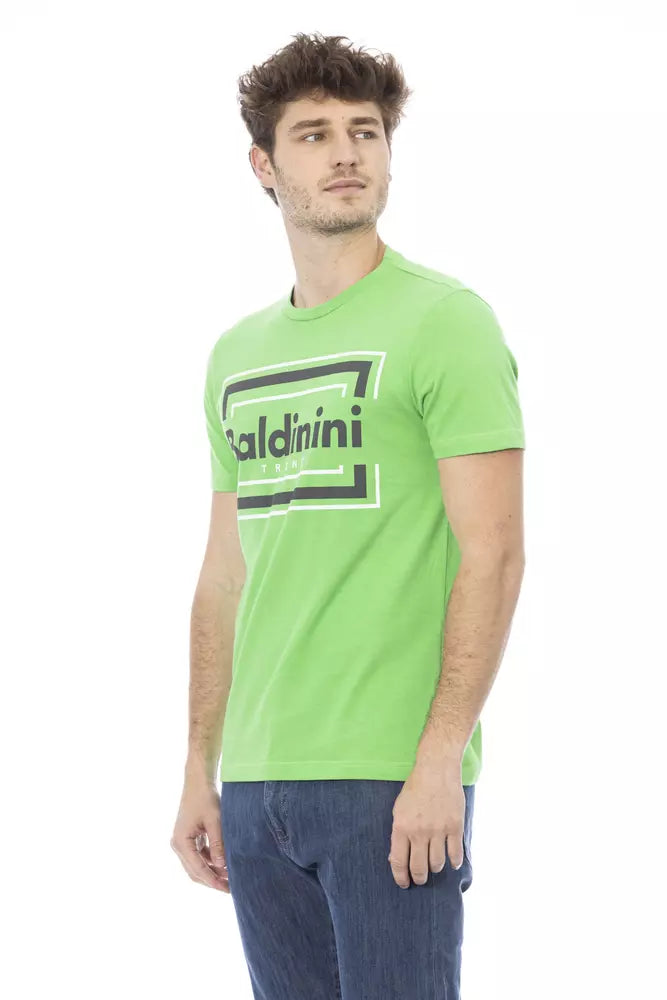 Baldinini Trend T-shirt en coton vert avec imprimé chic sur le devant