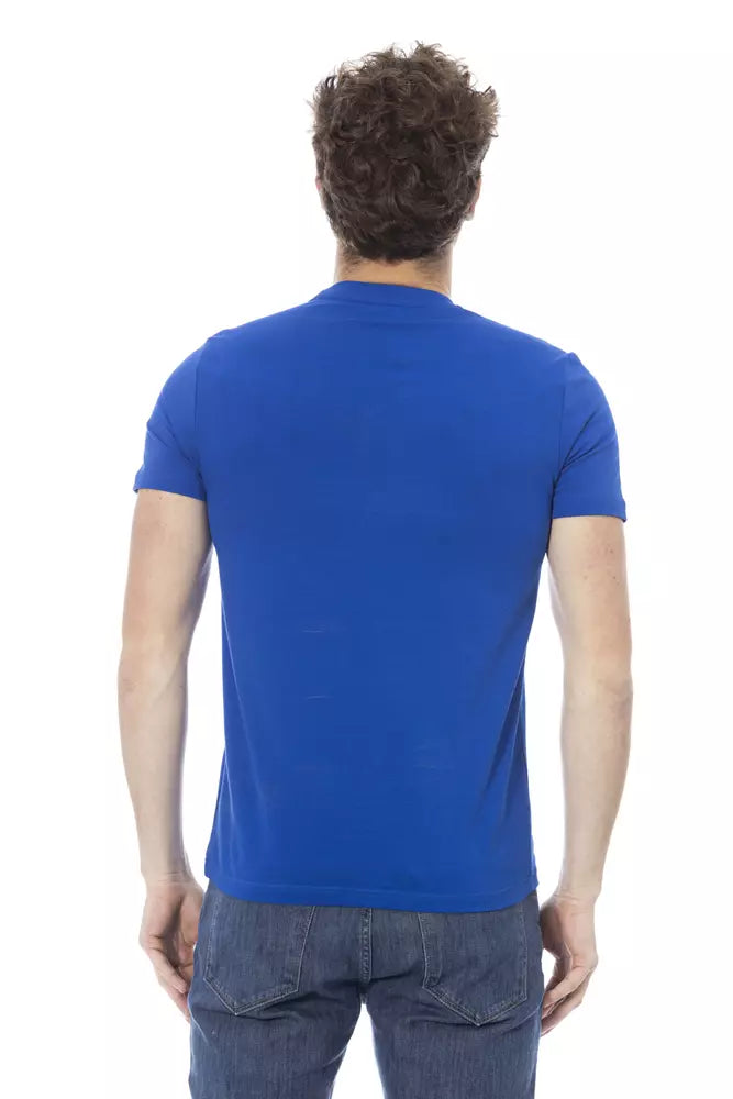 Baldinini Trend Chic T-shirt en coton bleu avec imprimé sur le devant