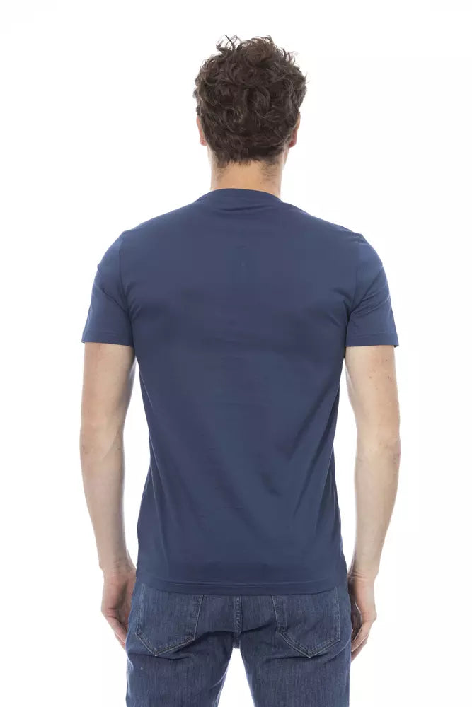 Baldinini Trend T-shirt élégant en coton bleu avec imprimé chic sur le devant