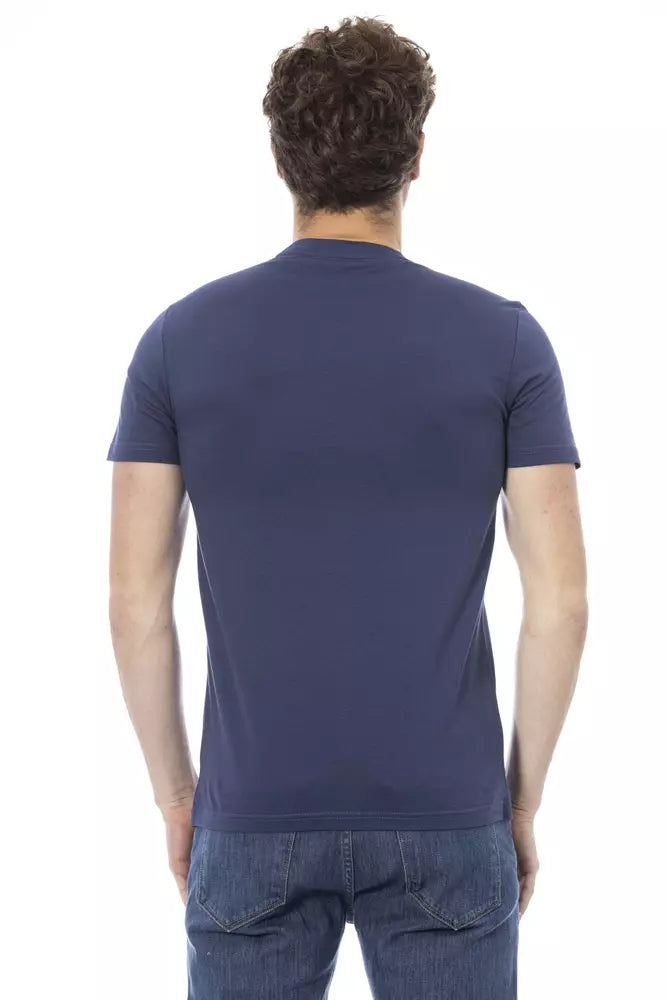 Baldinini Trend Chic T-shirt en coton bleu avec imprimé sur le devant