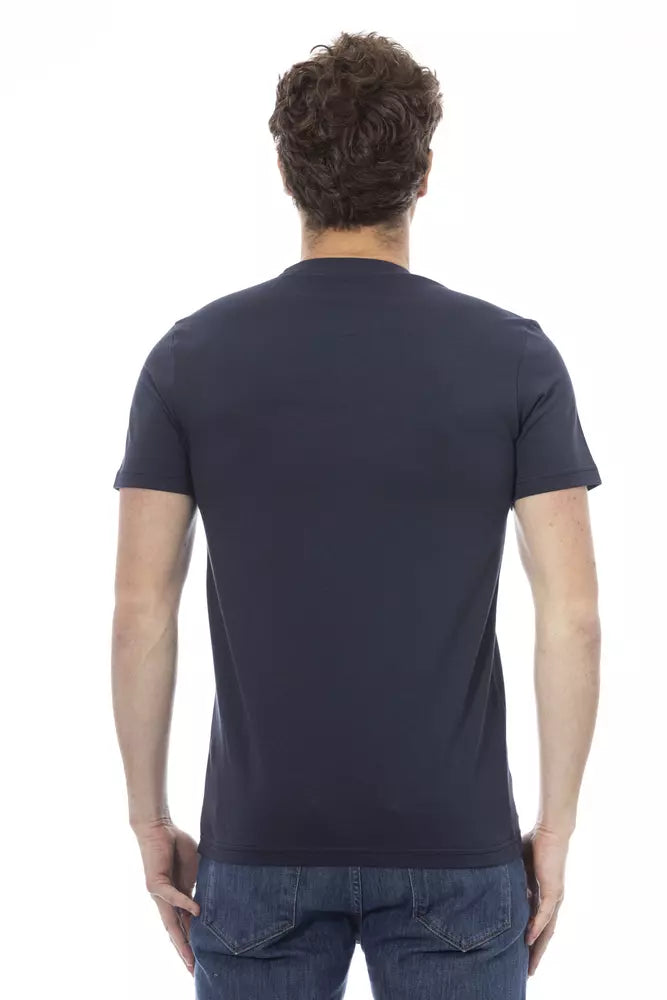 Baldinini Trend T-shirt élégant bleu à col rond avec imprimé sur le devant