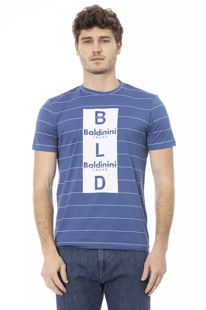 Baldinini Trend Chic T-shirt en coton bleu avec imprimé sur le devant