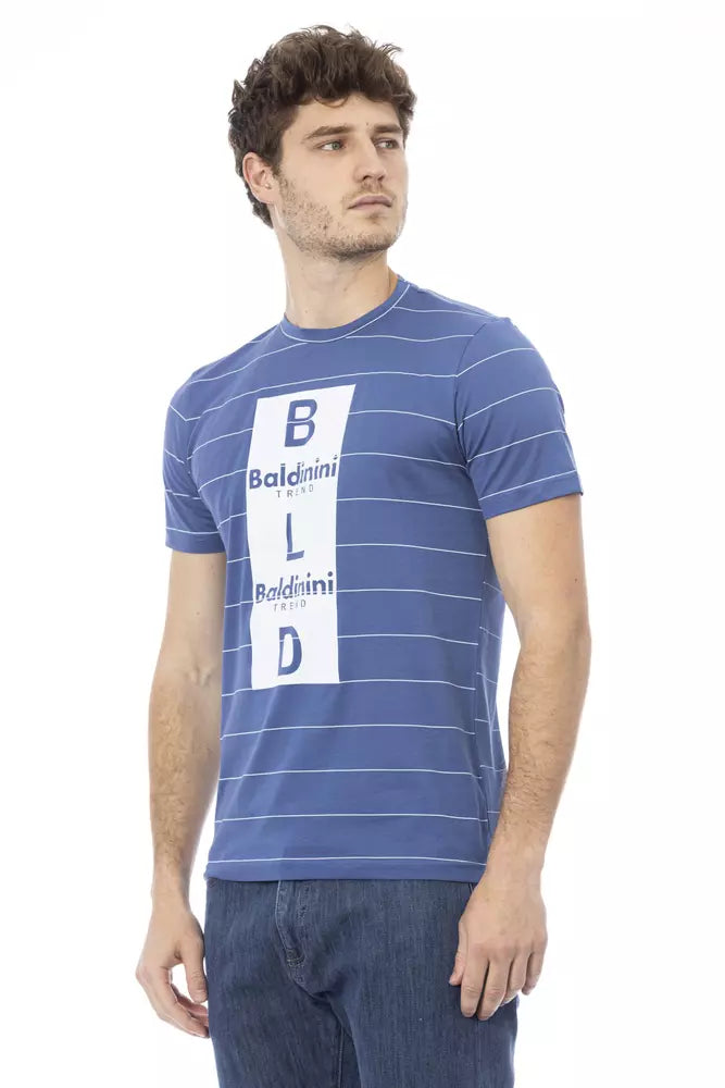 Baldinini Trend Chic T-shirt en coton bleu avec imprimé sur le devant