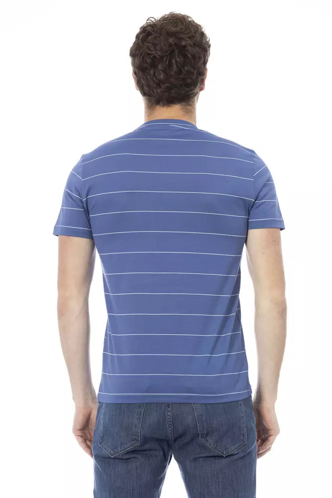 Baldinini Trend Chic T-shirt en coton bleu avec imprimé sur le devant