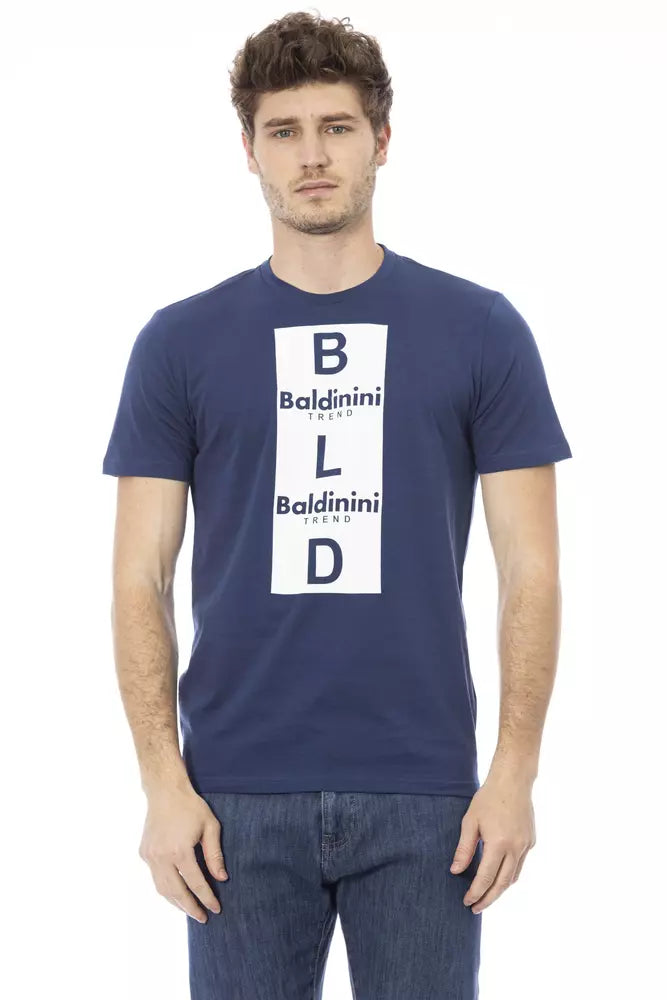 Baldinini Trend Chic T-shirt en coton bleu avec imprimé sur le devant