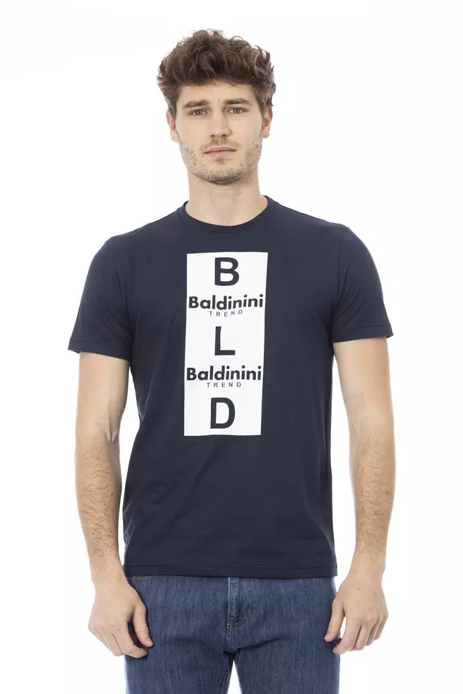 Baldinini Trend T-shirt élégant en coton bleu avec imprimé sur le devant