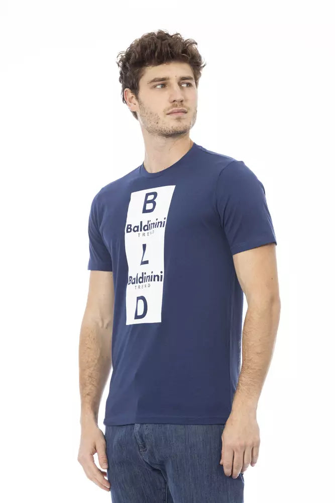 Baldinini Trend Chic T-shirt en coton bleu avec imprimé sur le devant