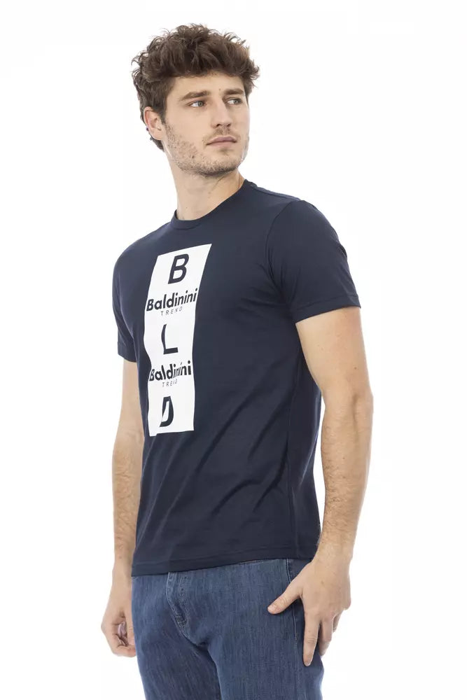 Baldinini Trend T-shirt élégant en coton bleu avec imprimé sur le devant