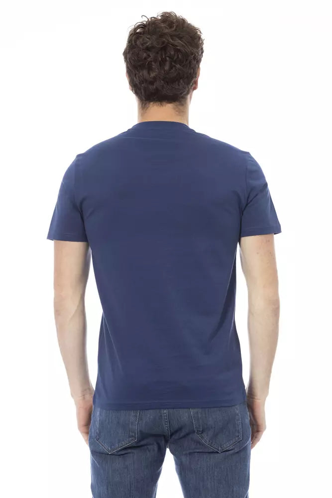 Baldinini Trend Chic T-shirt en coton bleu avec imprimé sur le devant