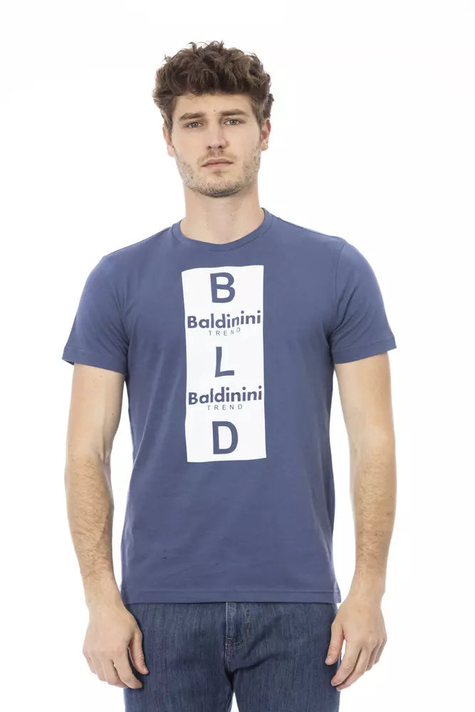 Baldinini Trend Chic T-shirt en coton bleu avec imprimé sur le devant