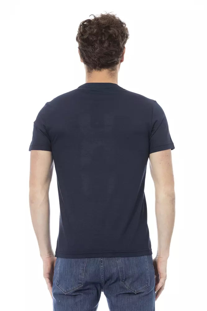 Baldinini Trend T-shirt élégant en coton bleu avec imprimé sur le devant