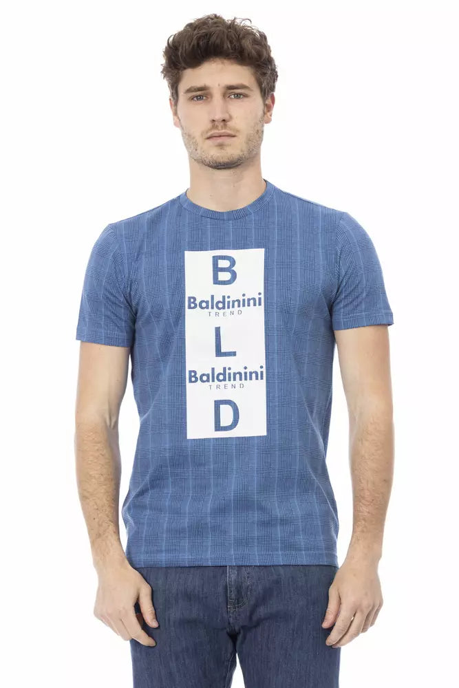 Baldinini Trend T-shirt élégant en coton bleu clair avec imprimé chic