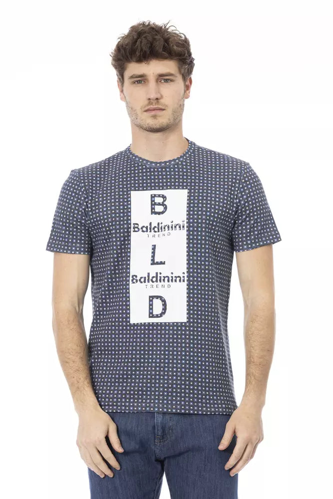 Baldinini Trend Chic T-shirt en coton gris avec imprimé audacieux sur le devant