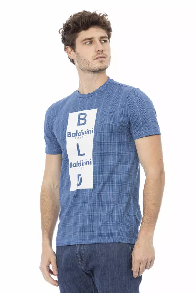 Baldinini Trend T-shirt élégant en coton bleu clair avec imprimé chic