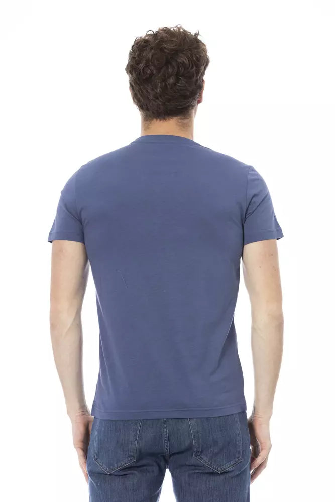 Baldinini Trend Chic T-shirt en coton bleu avec imprimé sur le devant