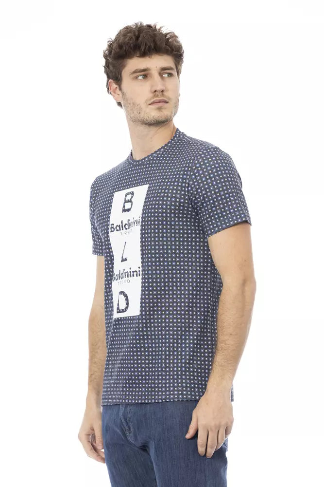 Baldinini Trend Chic T-shirt en coton gris avec imprimé audacieux sur le devant