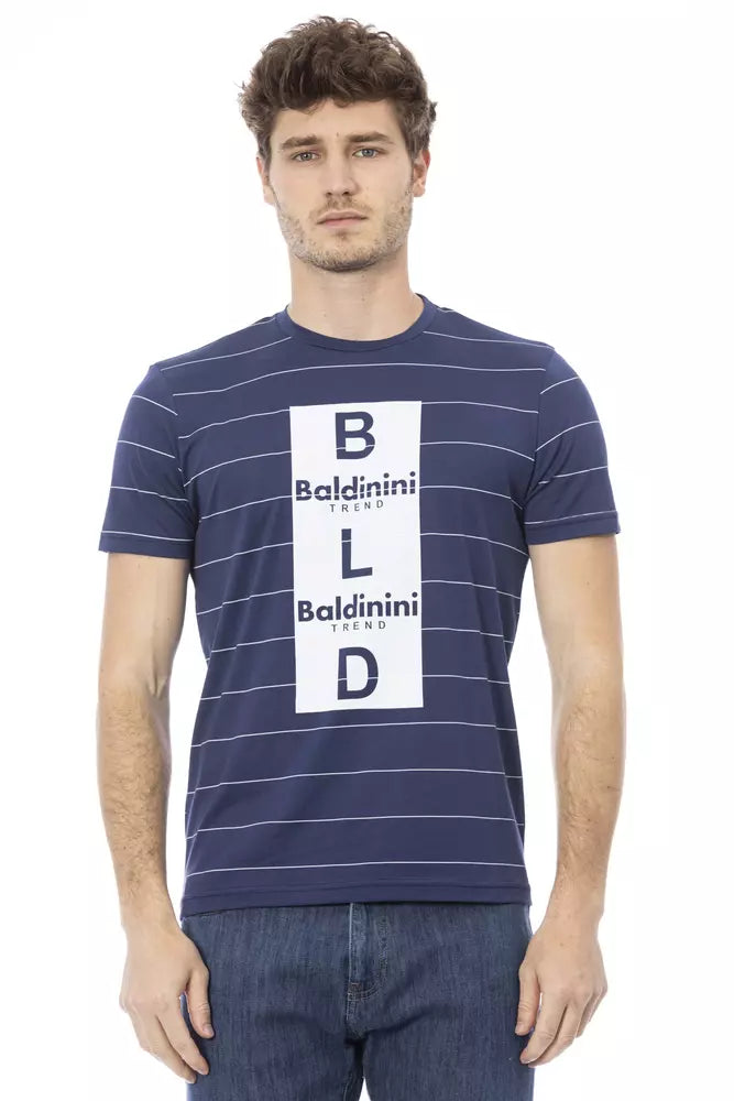 Baldinini Trend Chic T-shirt en coton bleu avec imprimé sur le devant