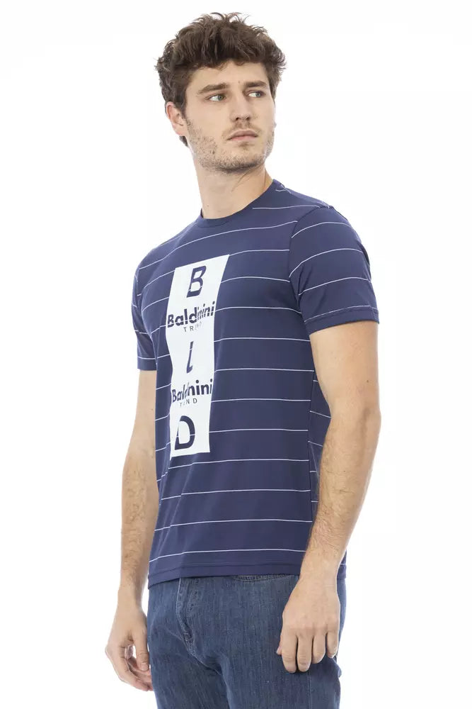 Baldinini Trend Chic T-shirt en coton bleu avec imprimé sur le devant