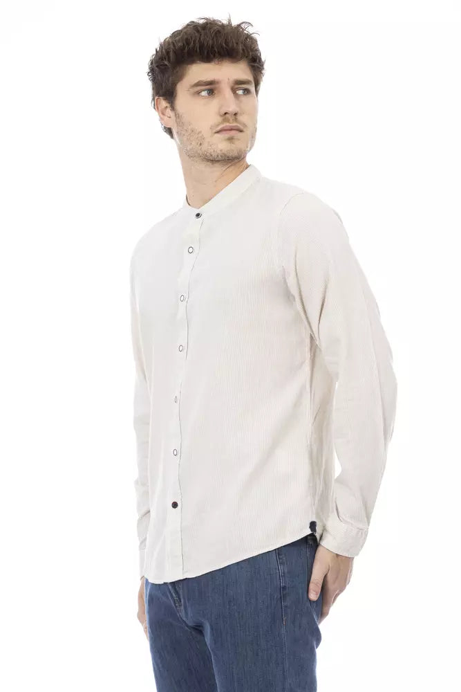 Baldinini Trend Chic Chemise Blanche Col Mandarin pour Homme