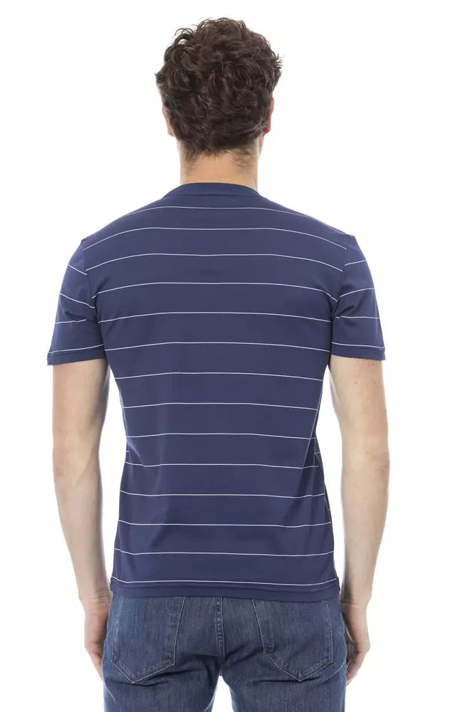 Baldinini Trend Chic T-shirt en coton bleu avec imprimé sur le devant