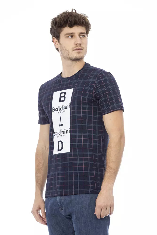 Baldinini Trend T-shirt élégant en coton bleu avec imprimé sur le devant