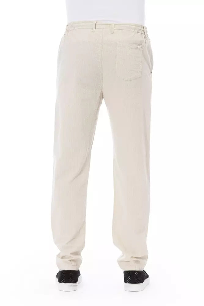 Baldinini Trend Chic Pantalon Chino en Coton Beige avec Cordon de Serrage