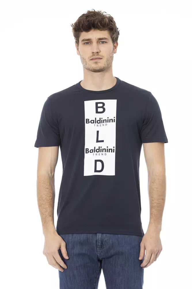 Baldinini Trend Chic T-shirt en coton bleu avec imprimé élégant sur le devant