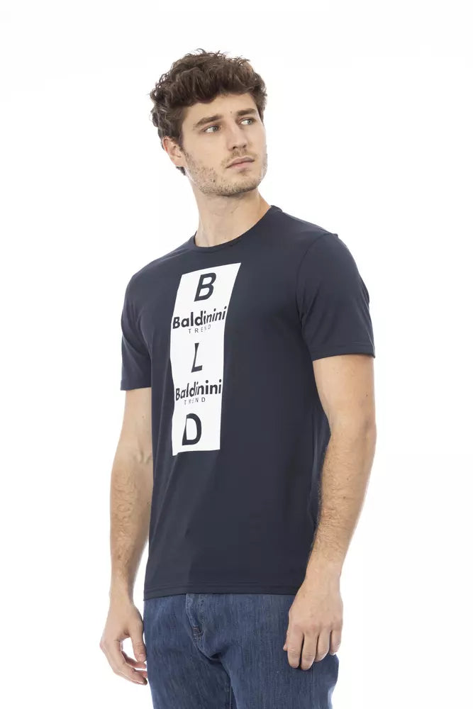 Baldinini Trend Chic T-shirt en coton bleu avec imprimé élégant sur le devant