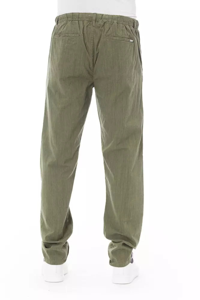 Baldinini Trend Pantalon chino élégant en coton vert armée