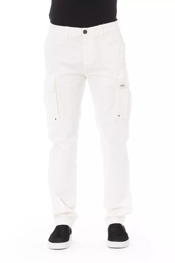 Baldinini Trend Chic Pantalon Cargo Blanc - Coupe Ajustée &amp; Stretch