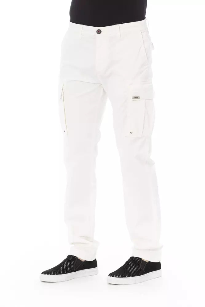 Baldinini Trend Chic Pantalon Cargo Blanc - Coupe Ajustée &amp; Stretch