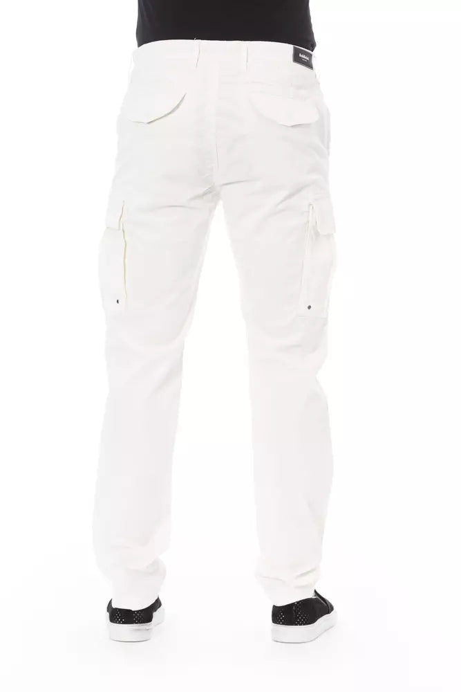 Baldinini Trend Chic Pantalon Cargo Blanc - Coupe Ajustée &amp; Stretch