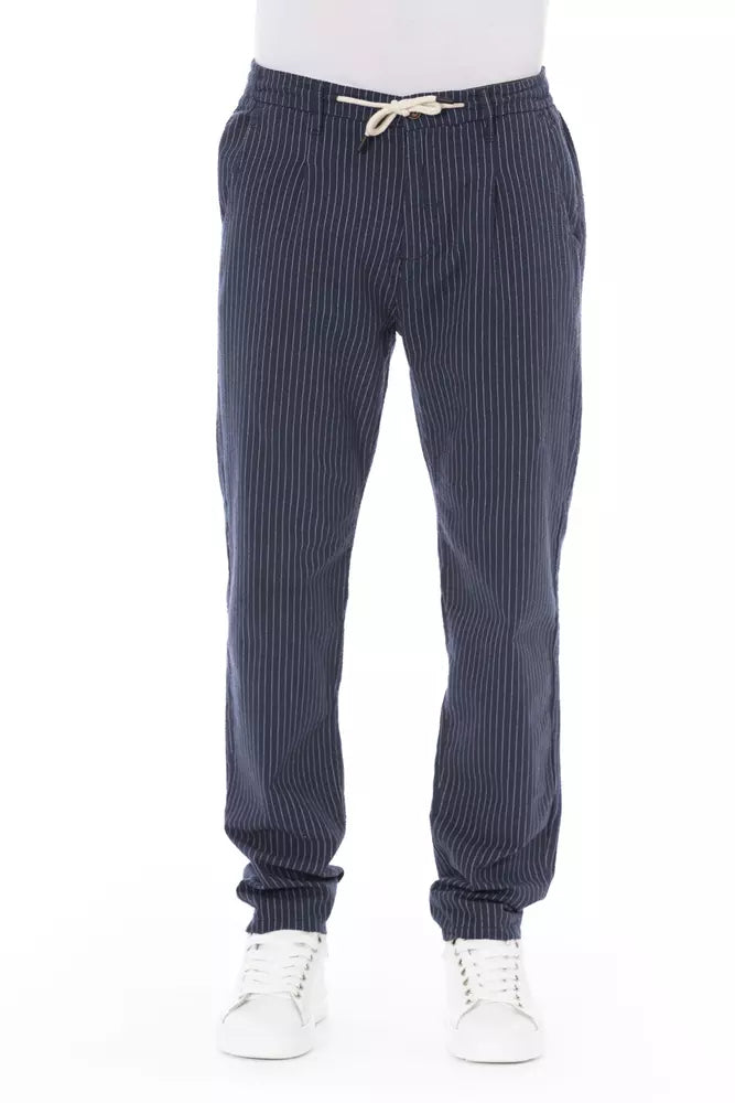 Baldinini Trend Chic Pantalon Chino Bleu avec Cordon de Serrage