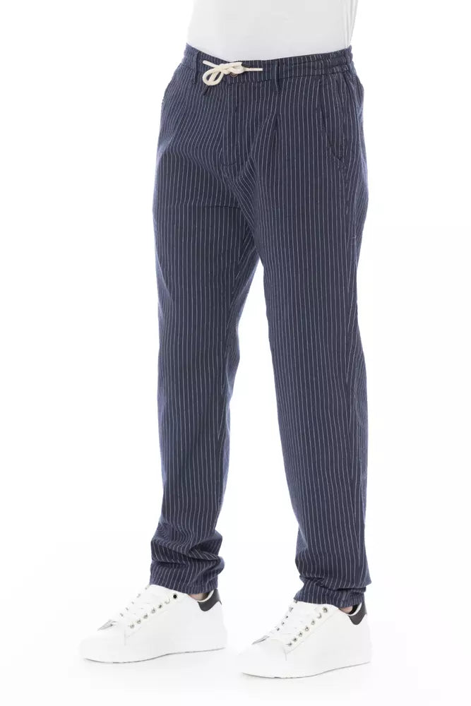 Baldinini Trend Chic Pantalon Chino Bleu avec Cordon de Serrage