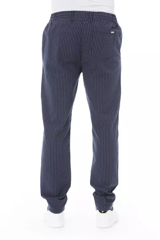 Baldinini Trend Chic Pantalon Chino Bleu avec Cordon de Serrage