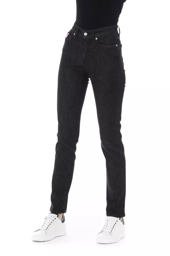 Baldinini Trend Chic Jean noir avec accent tricolore