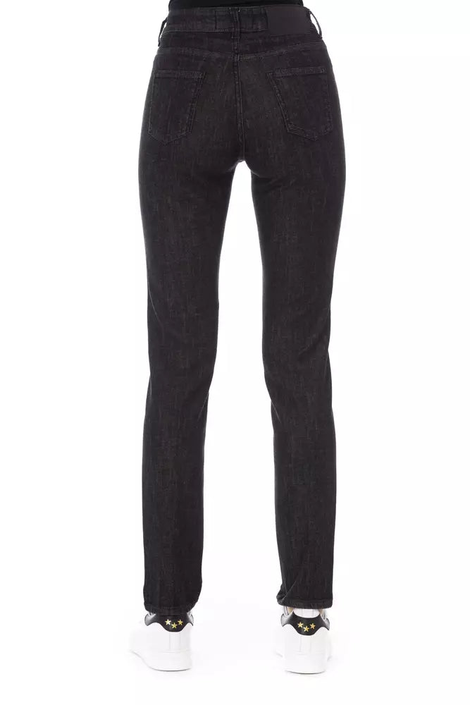 Baldinini Trend Chic Jean noir avec accent tricolore