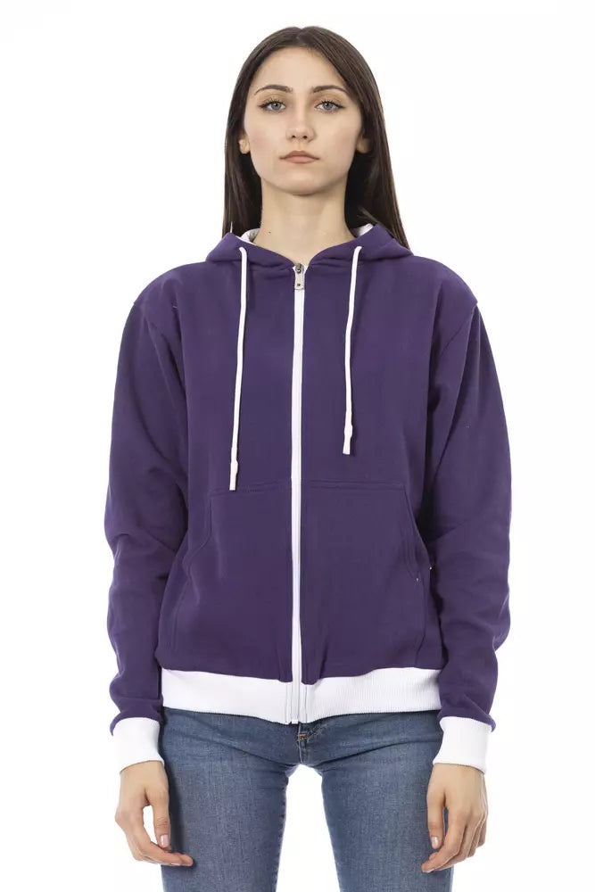 Baldinini Trend Chic Pull à capuche en coton violet