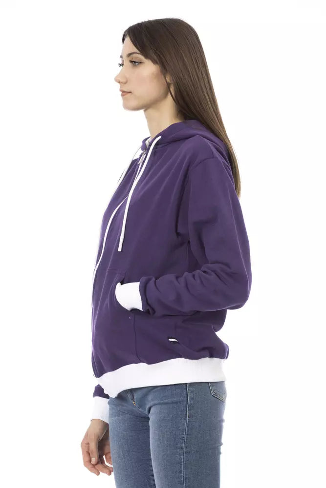 Baldinini Trend Chic Pull à capuche en coton violet