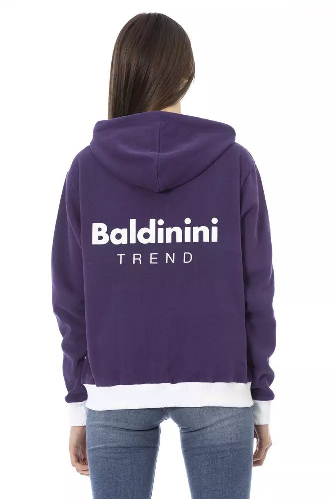 Baldinini Trend Chic Pull à capuche en coton violet