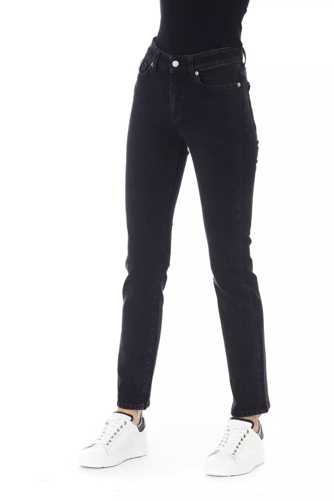 Baldinini Trend Jean noir tendance avec accent tricolore