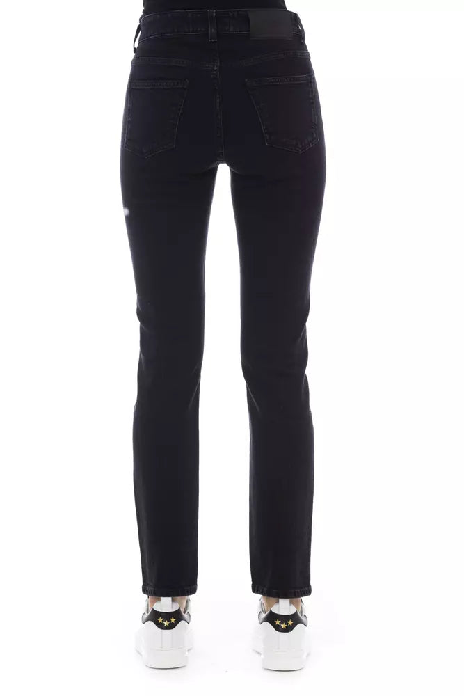 Baldinini Trend Jean noir tendance avec accent tricolore