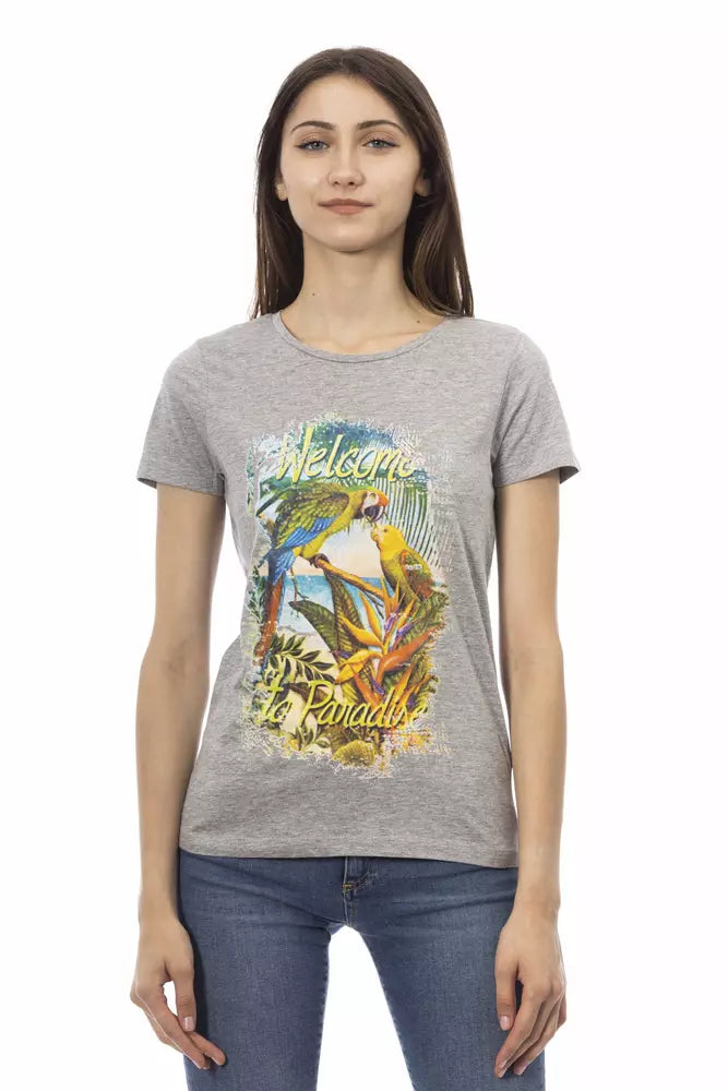 Trussardi Action Chic T-shirt gris à manches courtes en coton mélangé