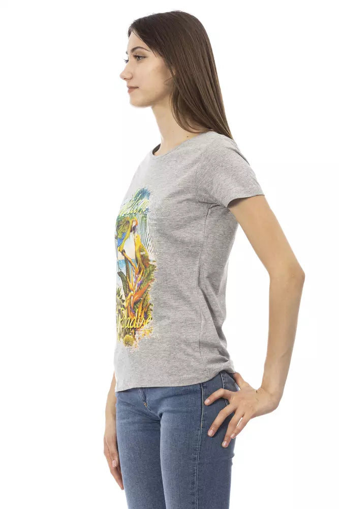 Trussardi Action Chic T-shirt gris à manches courtes en coton mélangé