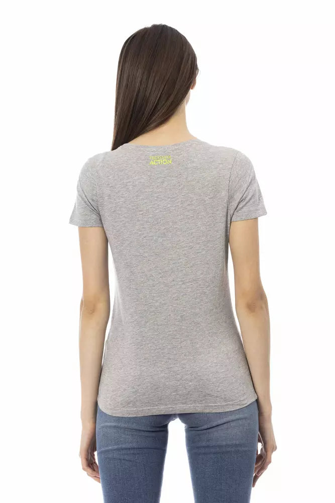 Trussardi Action Chic T-shirt gris à manches courtes en coton mélangé