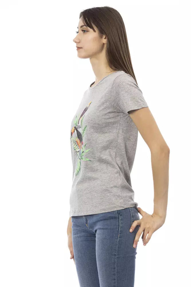 Trussardi Action Chic T-shirt gris à manches courtes et col rond