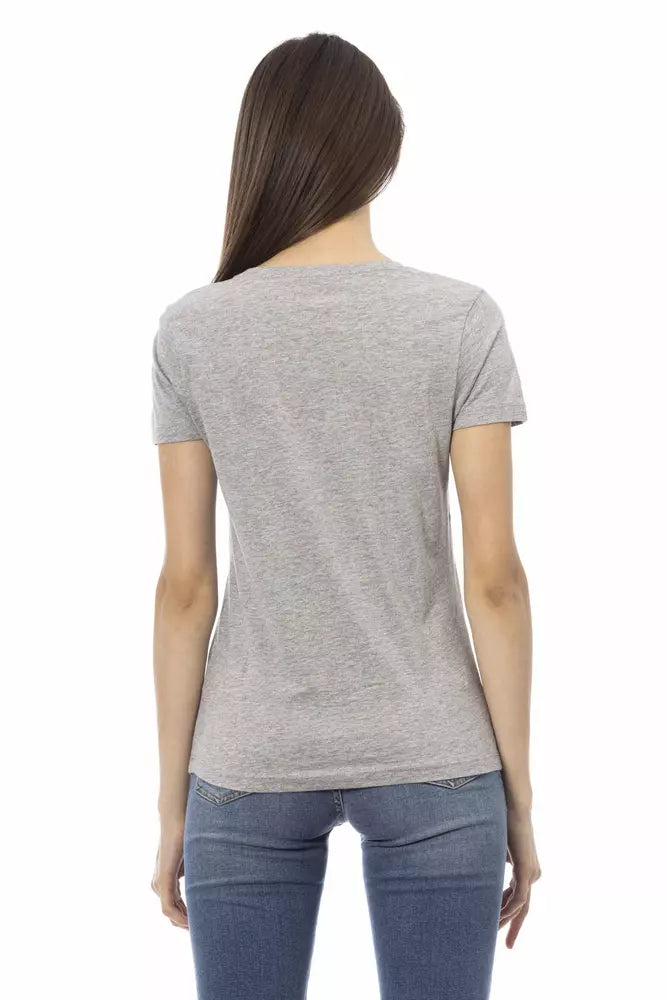 Trussardi Action Chic T-shirt gris à manches courtes et col rond