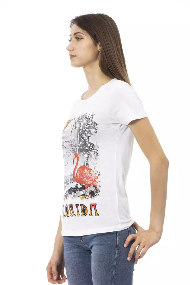 Trussardi Action T-shirt blanc élégant à manches courtes avec imprimé chic